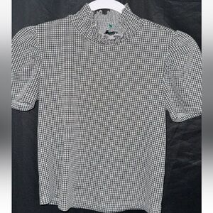 Zara Black and White Checkered Crop Top small